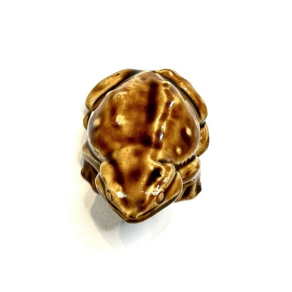 Vintage Frog Toad Japan Figurine Ceramic Brown Glazed Decor Small 3” - Picture 3 of 7